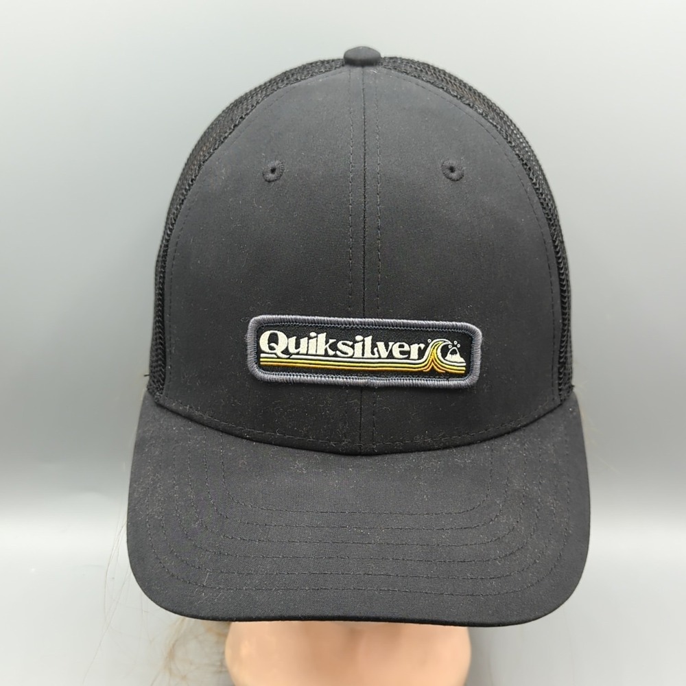 Quiksilver Baseball Hat Cap Black OSFM Netplus Snapback Mesh Surfing Adjustable